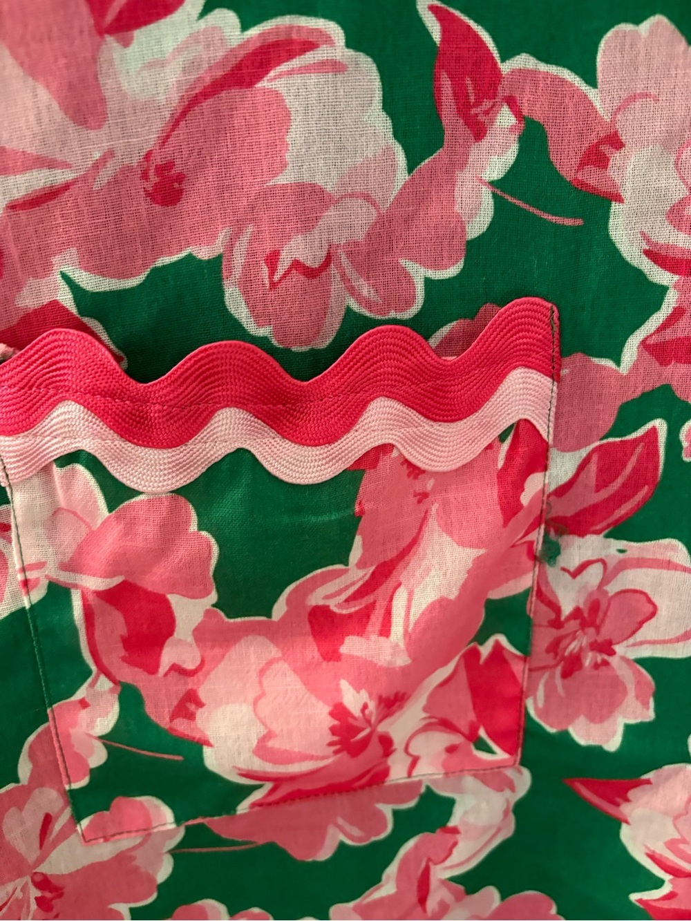 entro Pink Floral Button-Up Dress with Green Lining - Picture 3 of 4